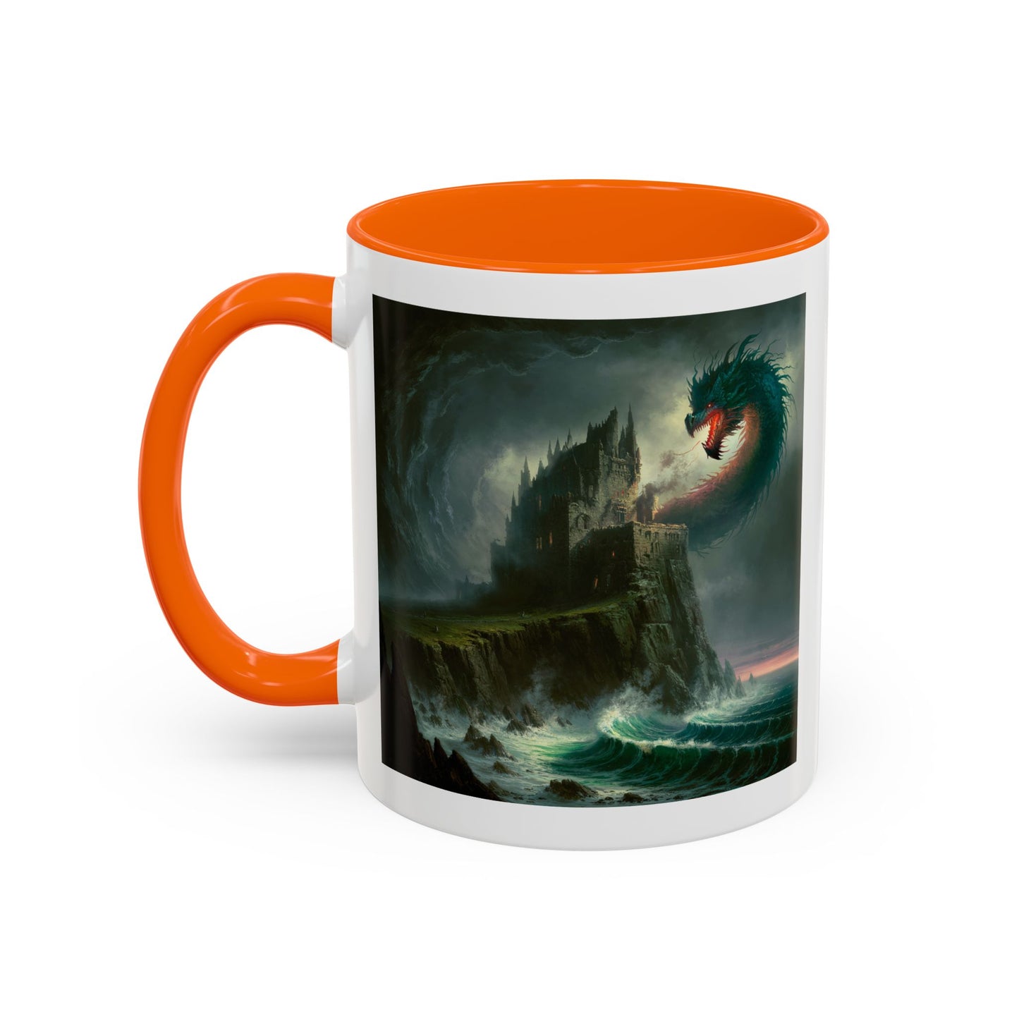 Fantasy Dragon Accent Coffee Mug – Unique Art for Gift Giving, Home Decor, Office Vibes, Halloween, etc.