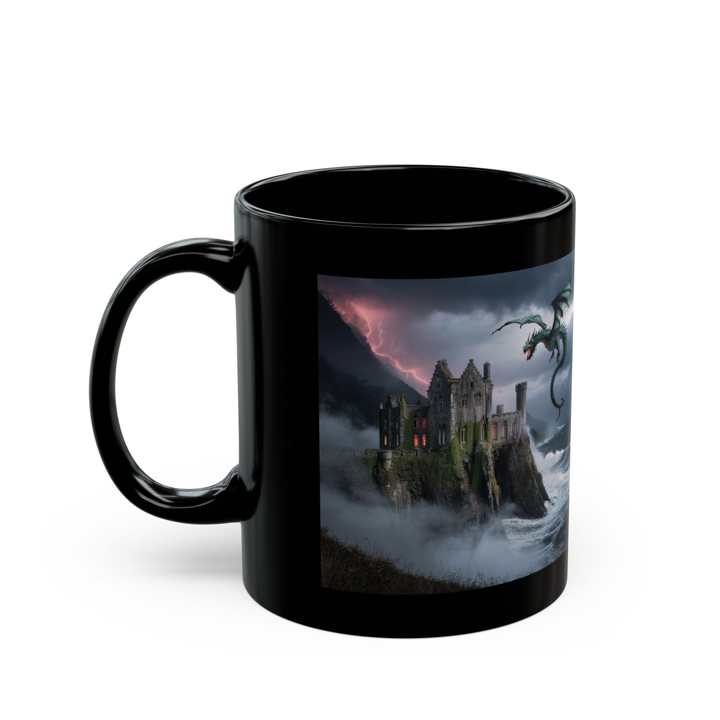 Fantasy Dragon Black Mug - Perfect for Gifts, Coffee Lovers, Halloween Decor, Themed Parties, Cosplay
