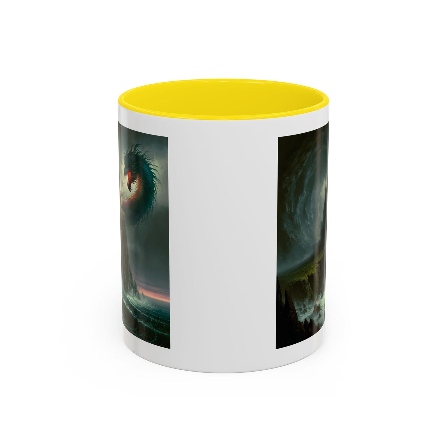Fantasy Dragon Accent Coffee Mug – Unique Art for Gift Giving, Home Decor, Office Vibes, Halloween, etc.