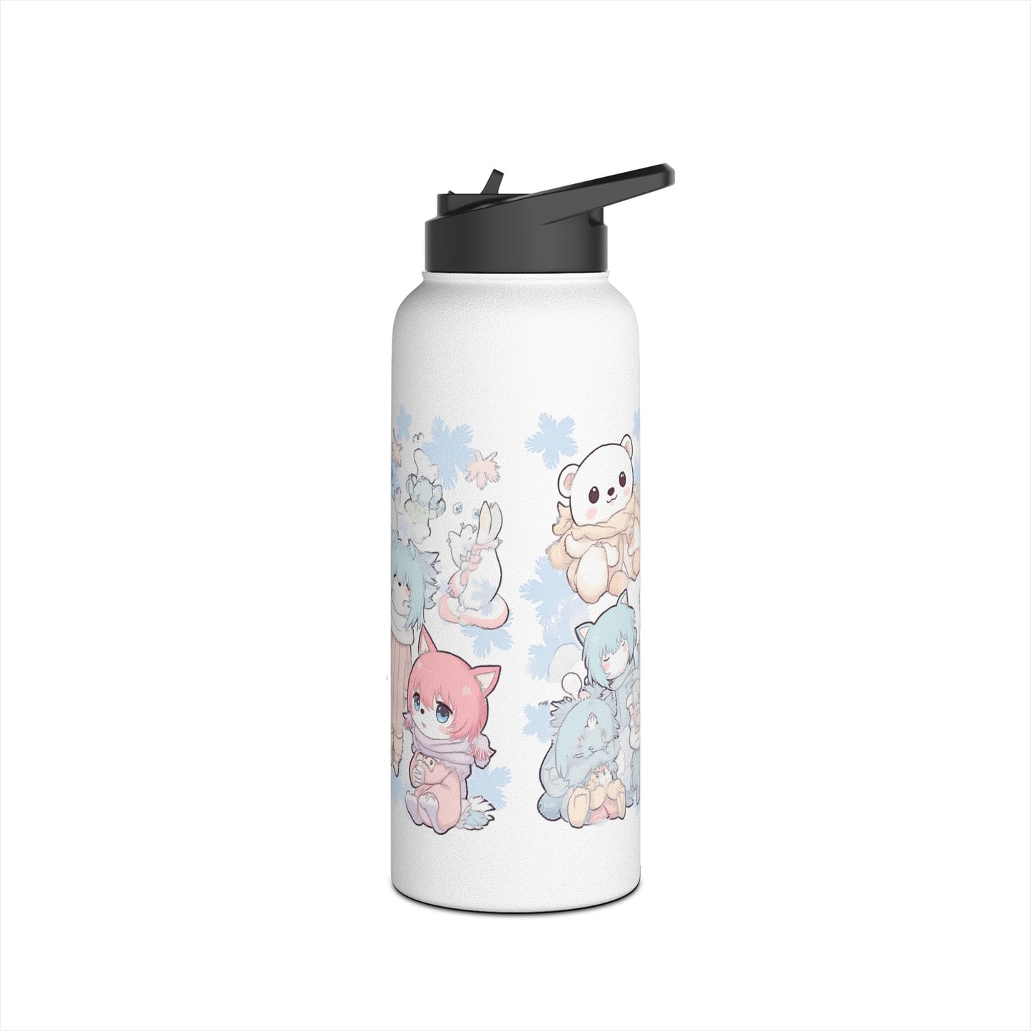 Wasserflasche aus Edelstahl mit niedlichen Kawaii-Wintermotiven