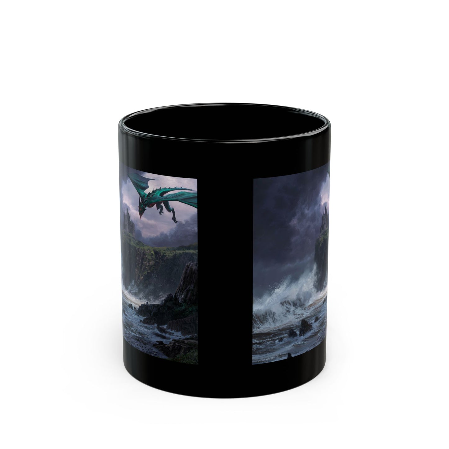 Fantasy Dragon Mug, Black Coffee Cup, Magical Drinkware, Gift for Gamers, Gothic Decor, Dragon Lover's Mug