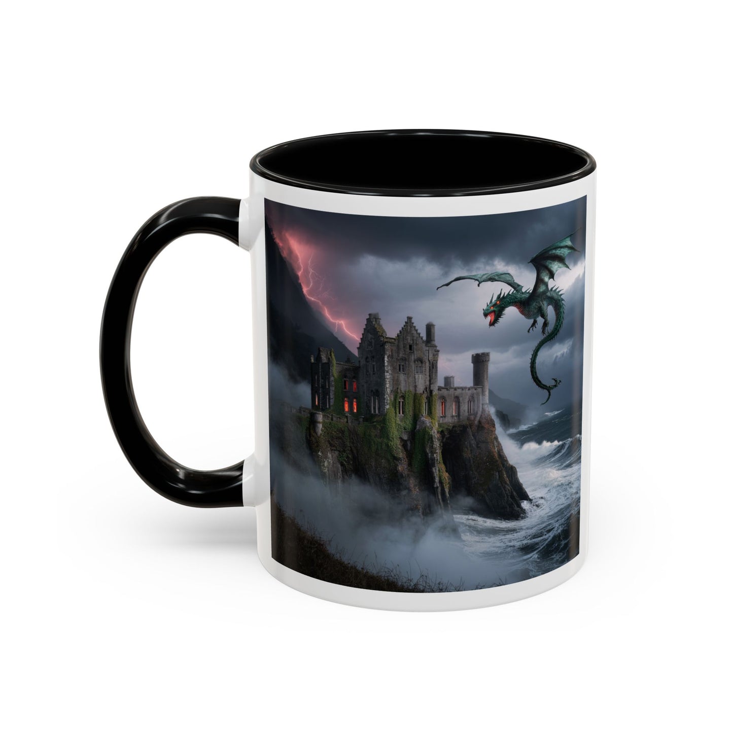 Fantasy Dragon Accent Coffee Mug, Unique Coffee Cup, Magical Gift for Dragon Lovers, Birthday Present, Home Decor for Fantasy Fans
