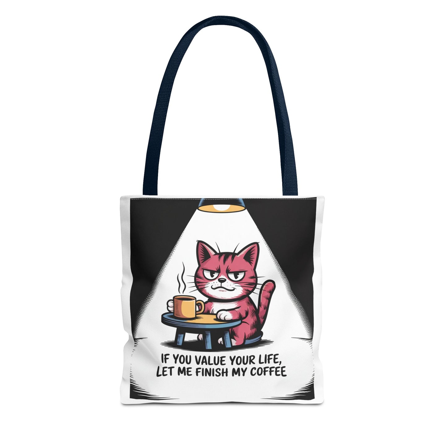 Coffee Lover's Cat Tote Bag, Funny Cat Art, Pet Owner Gift, Coffee Addict Bag, Quirky Tote for Cat Lovers, Cute Cat Tote
