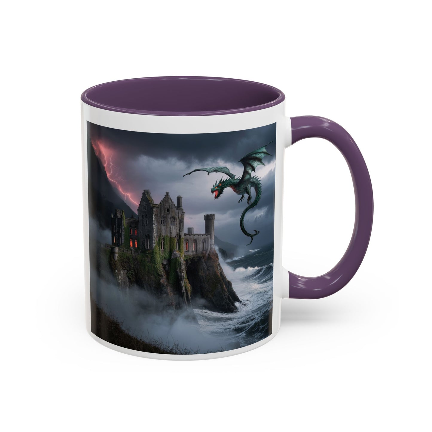 Fantasy Dragon Accent Coffee Mug, Unique Coffee Cup, Magical Gift for Dragon Lovers, Birthday Present, Home Decor for Fantasy Fans