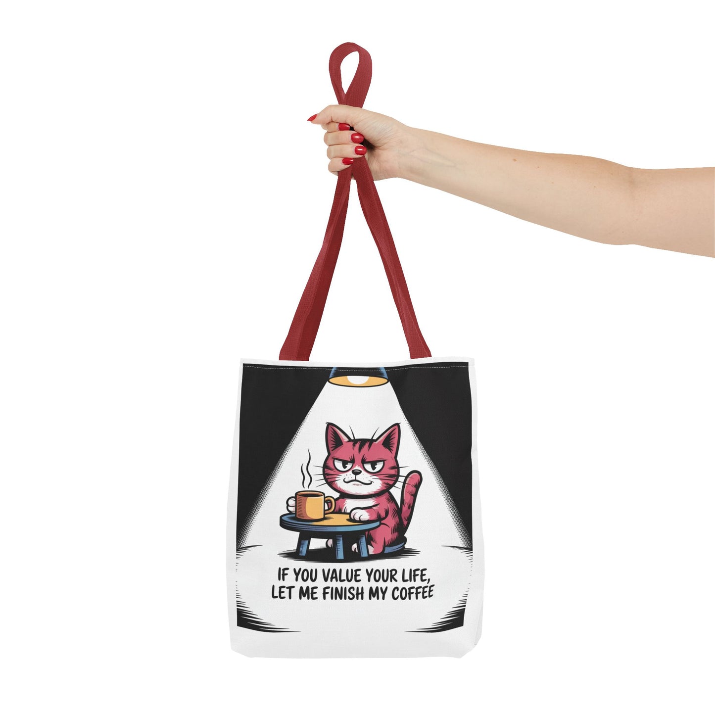 Coffee Lover's Cat Tote Bag, Funny Cat Art, Pet Owner Gift, Coffee Addict Bag, Quirky Tote for Cat Lovers, Cute Cat Tote
