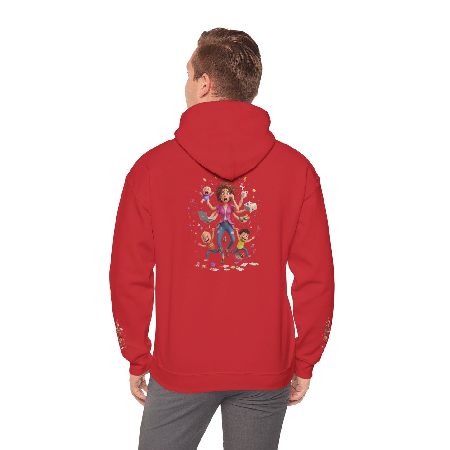 Hoodie — "Super Mom" Playful Mom and Kids Illustration Pullover