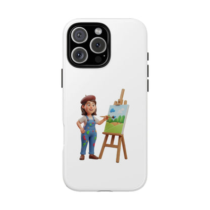iPhone Artist Painter Phone Case — Cute Female Artist with Easel Protective iPhone Cover
