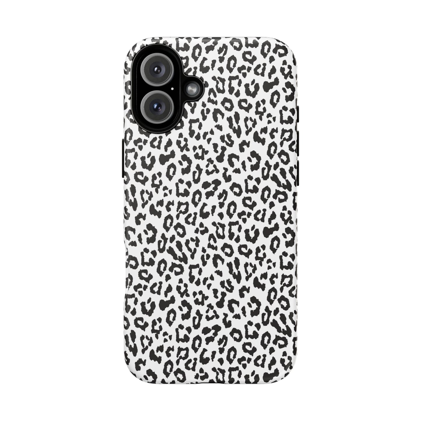 iPhone Leopard Print Tough Phone Case - Black & White Protective Cover