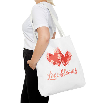 Love Blooms Heart Tote Bag — Floral Valentine Canvas Tote