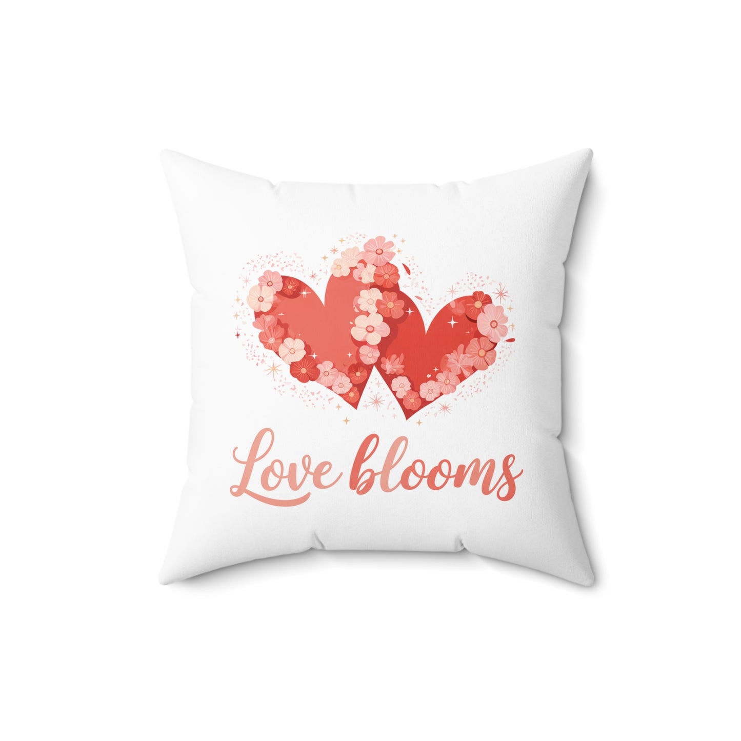 Love Blooms Floral Heart Pillow — Decorative Valentine’s Throw Pillow