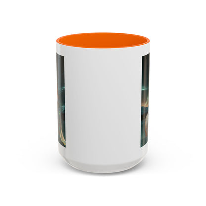 Taza de café Aurora Guardiana — Arte fantástico de mujer con lobo