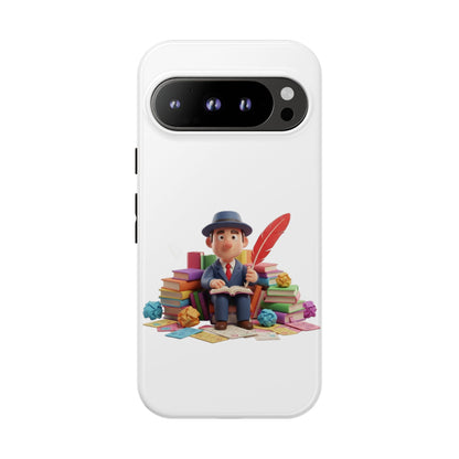 Google Author's Journey Phone Case — Cute Writer Illustration, Books & Quill Protective Cover