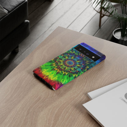Funda para teléfono Google Psychedelic Tie-Dye Mandala: protección resistente y vibrante