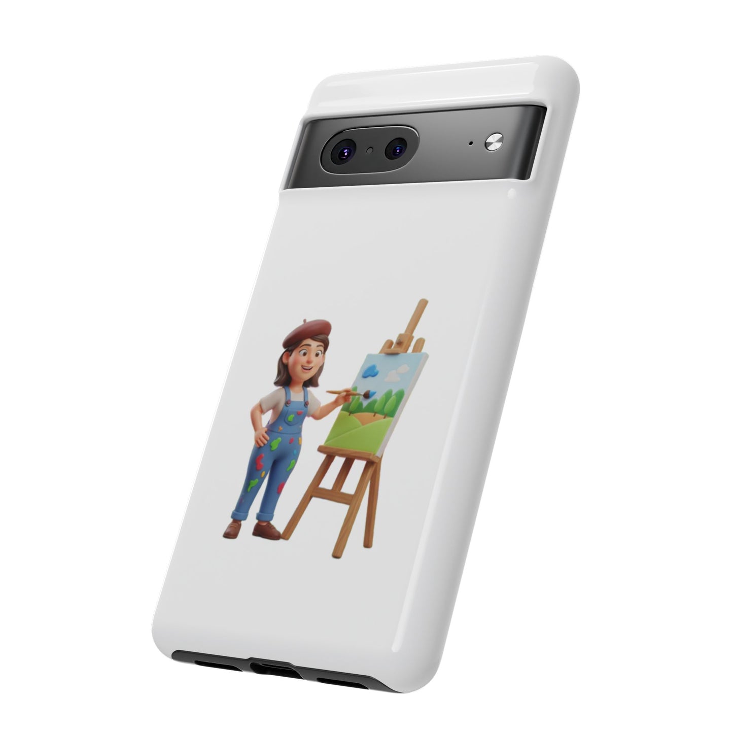 Google Artist Painting Phone Case — Cute Female Painter Illustration Phone Cover