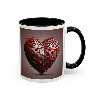 Heart Mosaic Accent Coffee Mug — Romantic Valentine’s Day Gift (11/15 oz)
