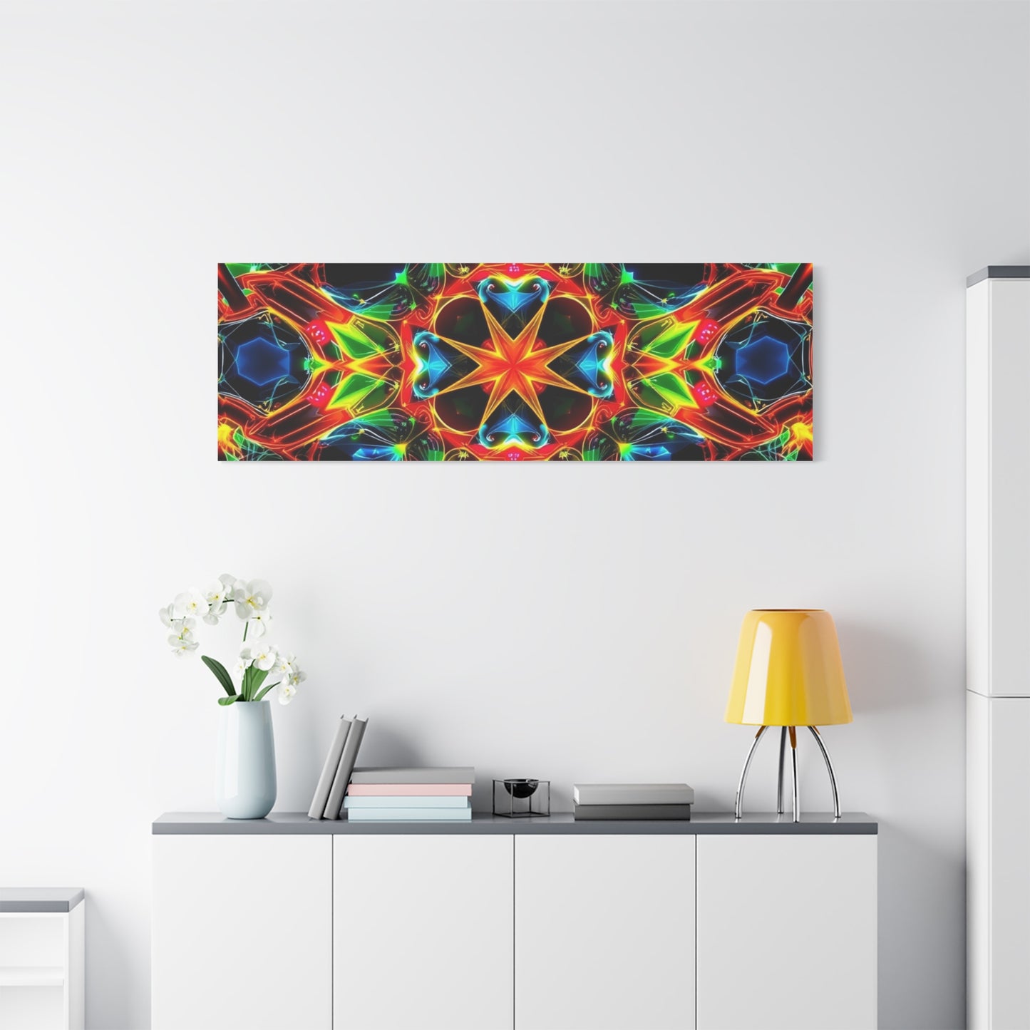 Kaleidoscope Neon Mandala Matte Canvas