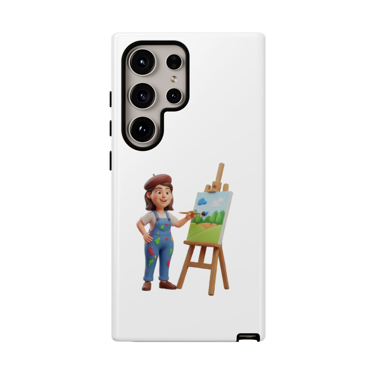 Samsung Handyhülle mit Künstlermotiv – Schutzhülle mit niedlicher Illustration einer Malerin