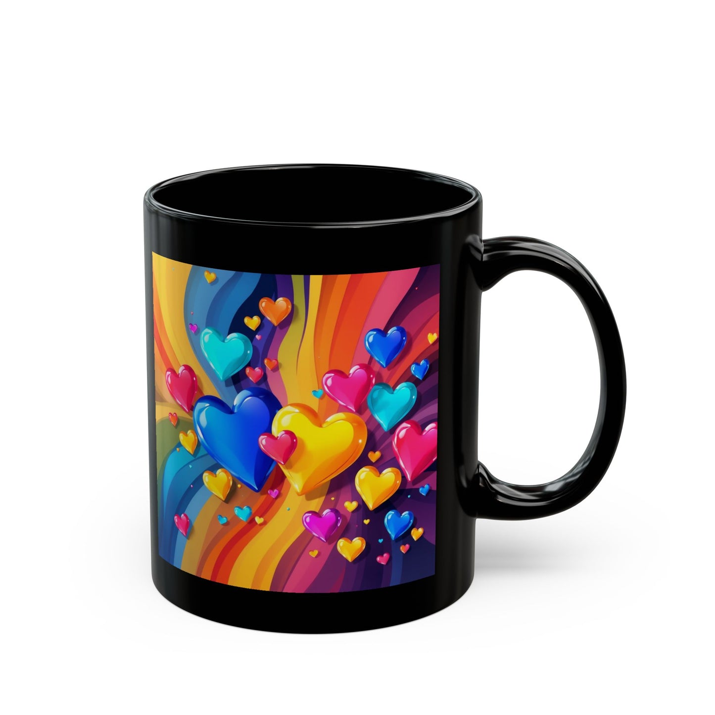 Colorful Heart Rainbow Mug — Vibrant Love Coffee Cup (11oz/15oz)
