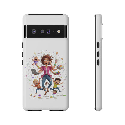 Funda para Google Phone - Diseño de caricatura de mamá frenética (Vida de mamá caótica y divertida)