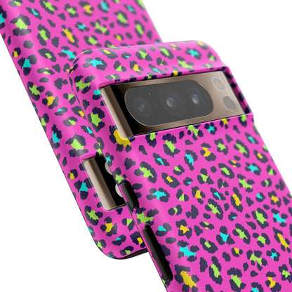 Funda resistente para teléfono Google Pink Neon Leopard: protector con estampado animal brillante