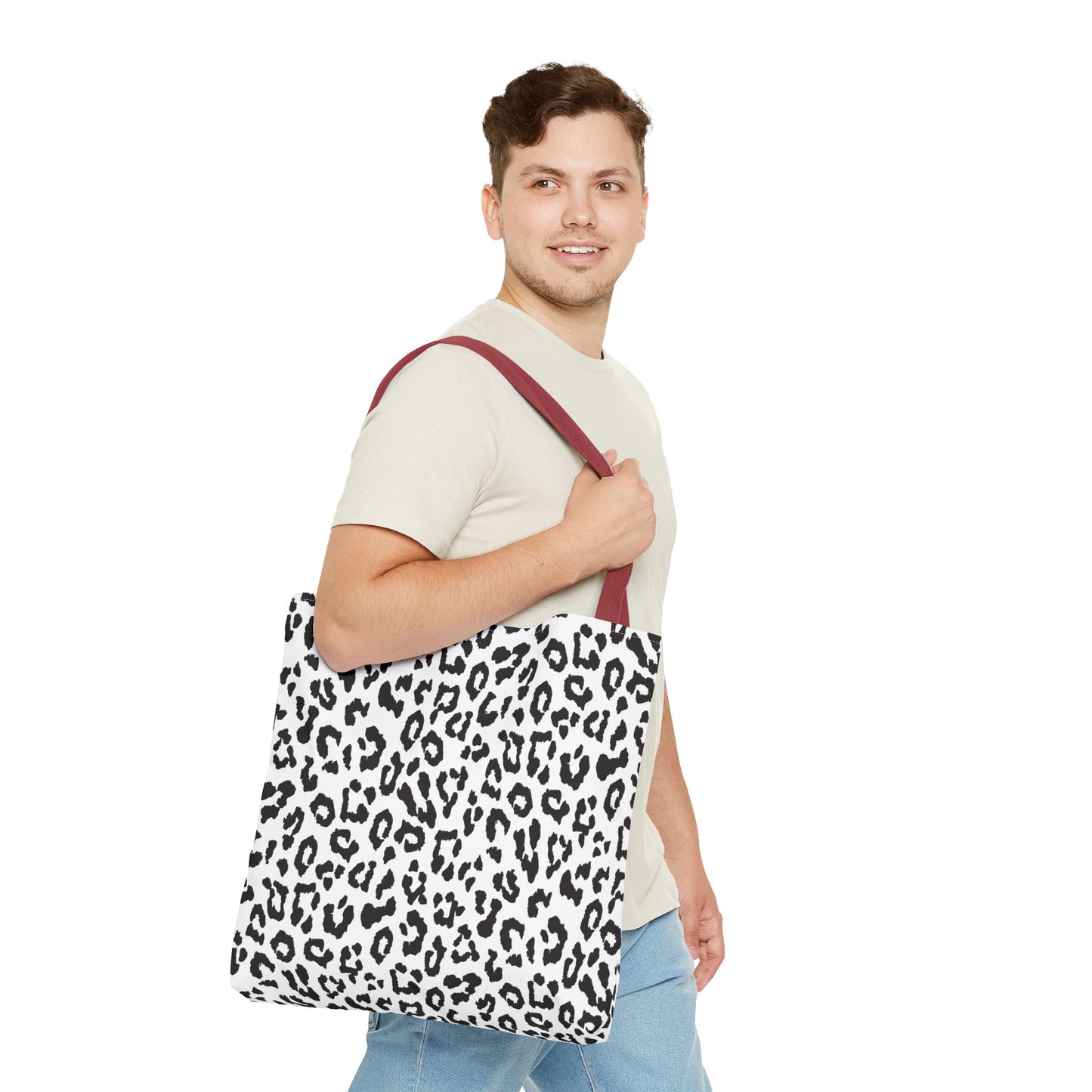 Leopard Print Tote Bag — Black & White All-Over-Print Shopper