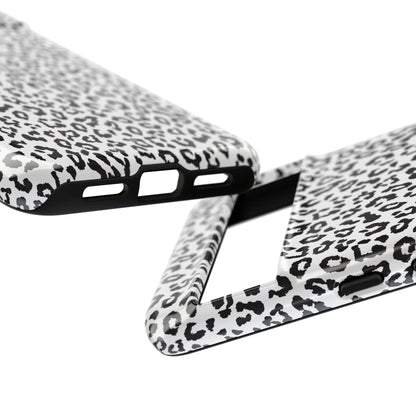 Funda para teléfono con estampado de leopardo de Google: resistente, en blanco y negro
