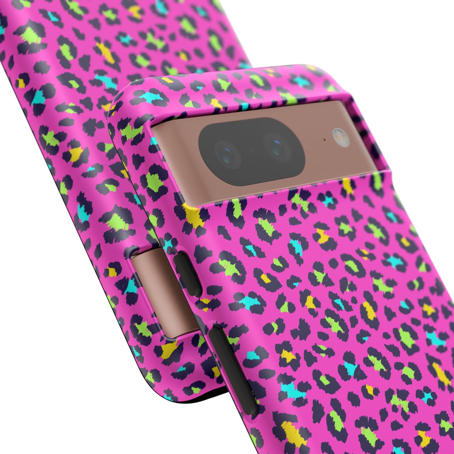 Funda resistente para teléfono Google Pink Neon Leopard: protector con estampado animal brillante