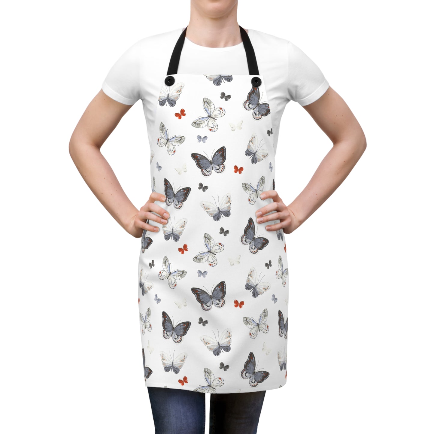 Butterfly Pattern Apron — Watercolor Moths & Butterflies Kitchen Apron