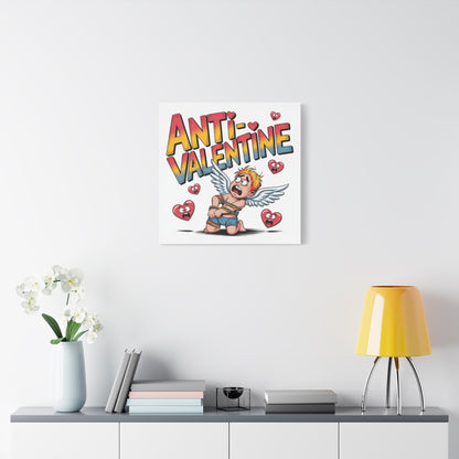 Anti-Valentine Canvas Wall Art — Funny Anti Cupid Stretched Matte Print