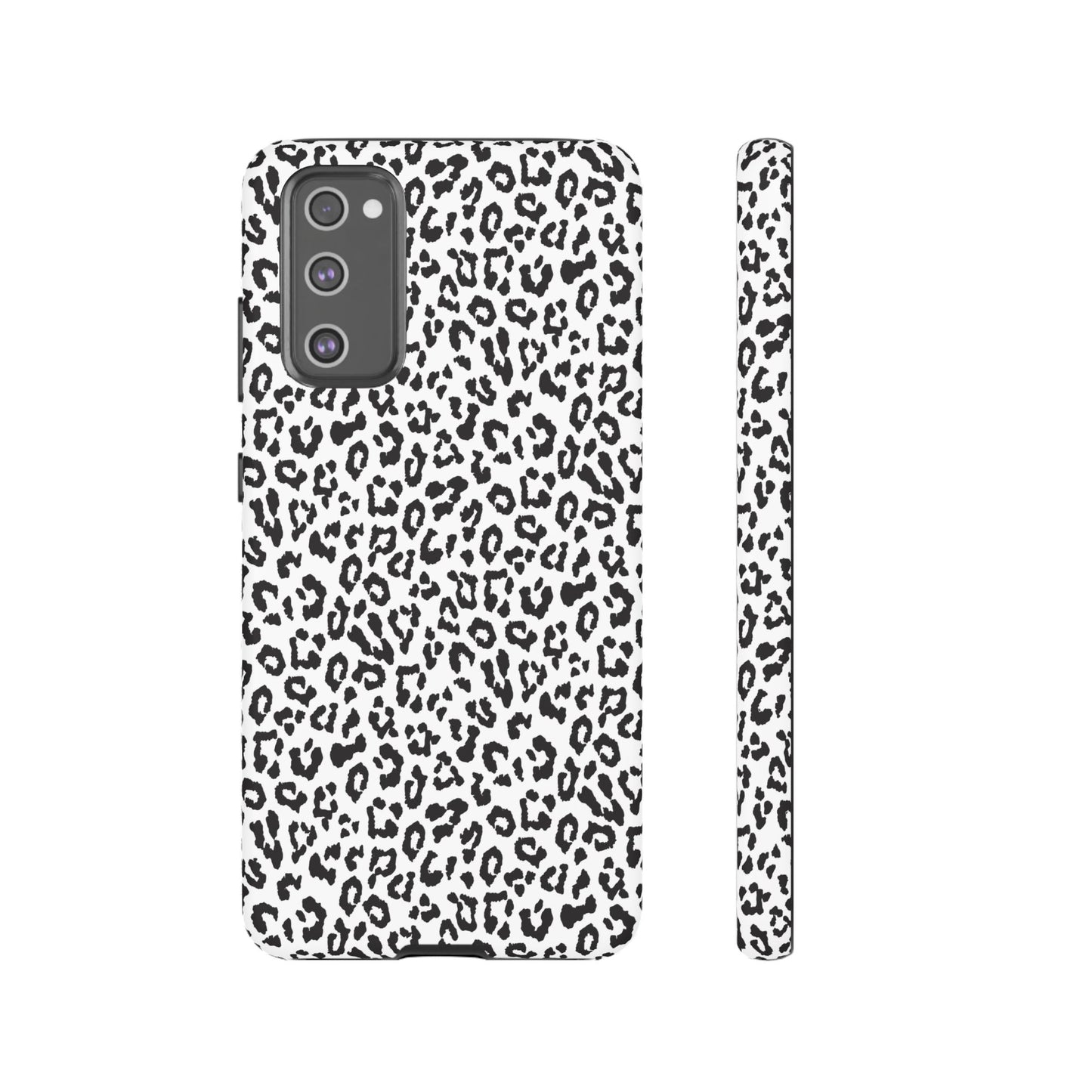 Samsung Leopard Print Tough Phone Case – Black & White Animal Pattern Protective Cover