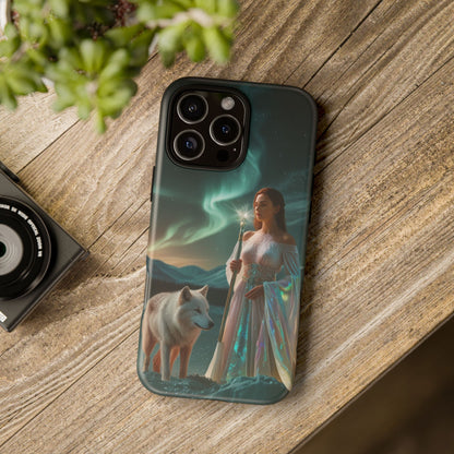 iPhone Mystic Guardian Phone Case — Aurora Wolf Woman Protective Cover