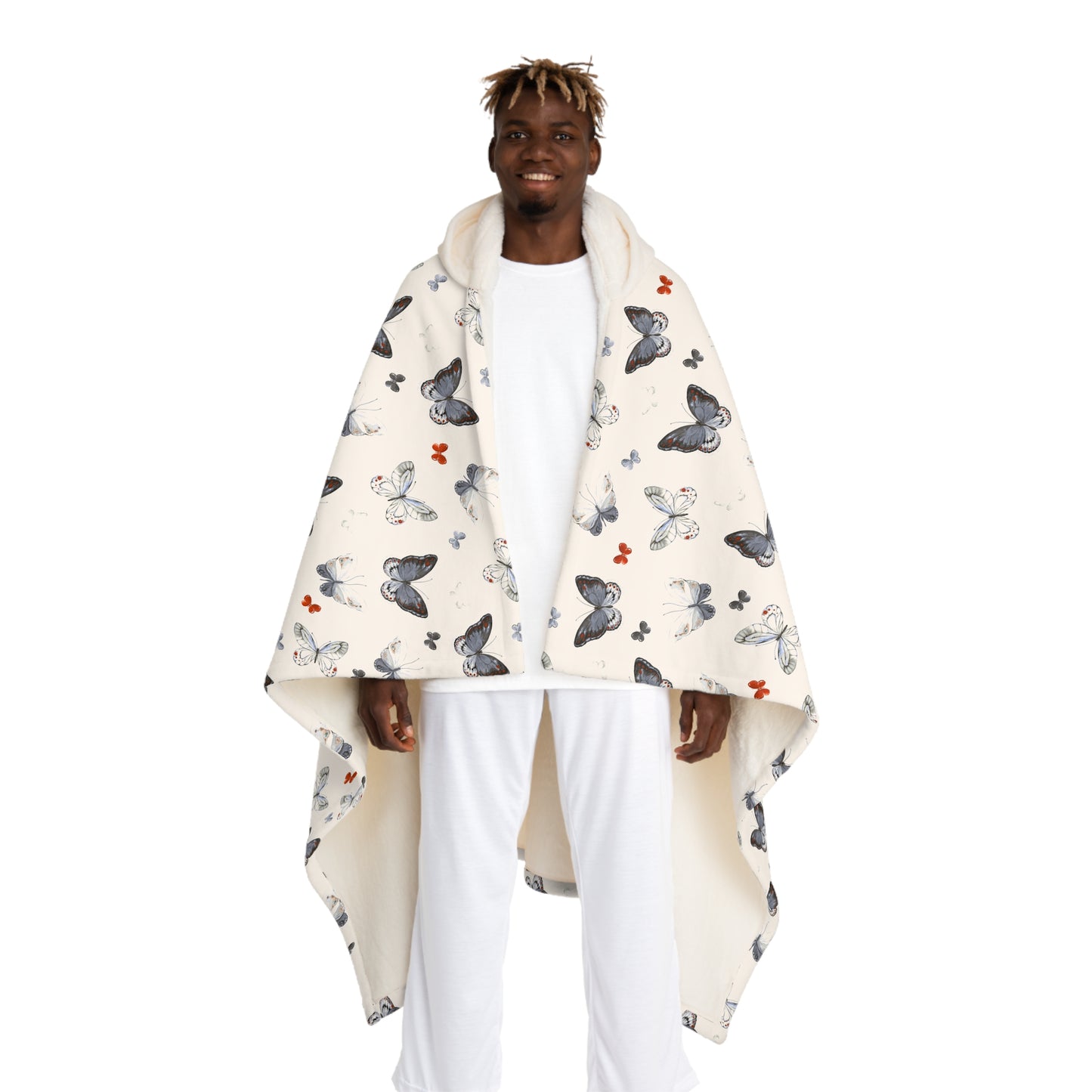 Manta sherpa con capucha de mariposa: acogedora manta de forro polar con capucha