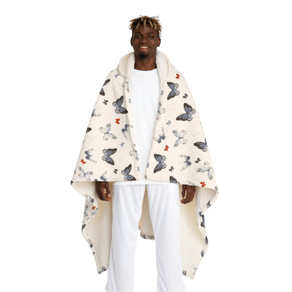 Manta sherpa con capucha de mariposa: acogedora manta de forro polar con capucha