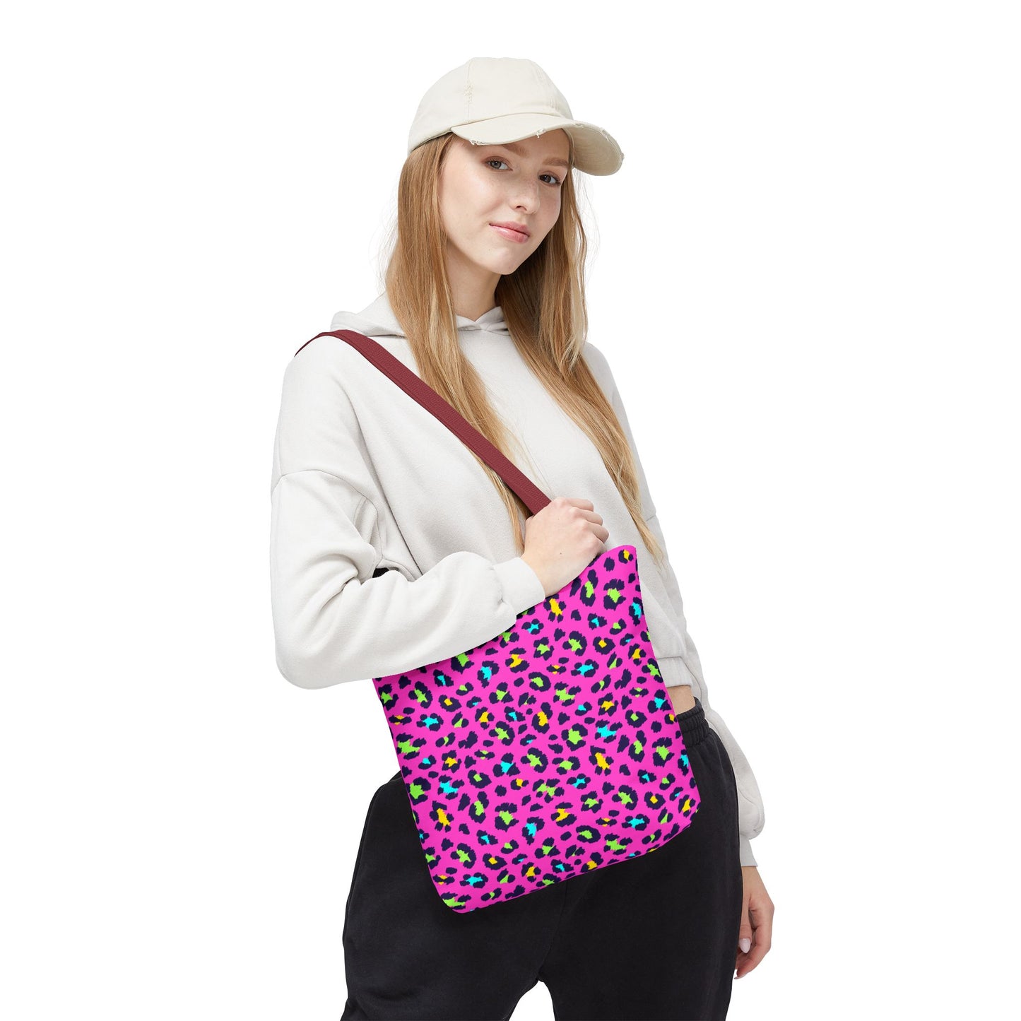 Pink Neon Leopard Print Tote Bag — Bold Animal Print Shopper