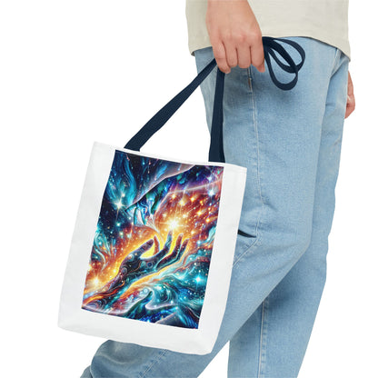 Cosmic Hands Tote Bag — Vibrant Galaxy Art Tote for Everyday, Beach & Gifts