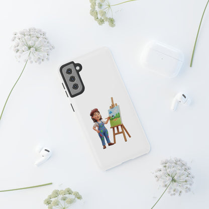 Samsung Handyhülle mit Künstlermotiv – Schutzhülle mit niedlicher Illustration einer Malerin