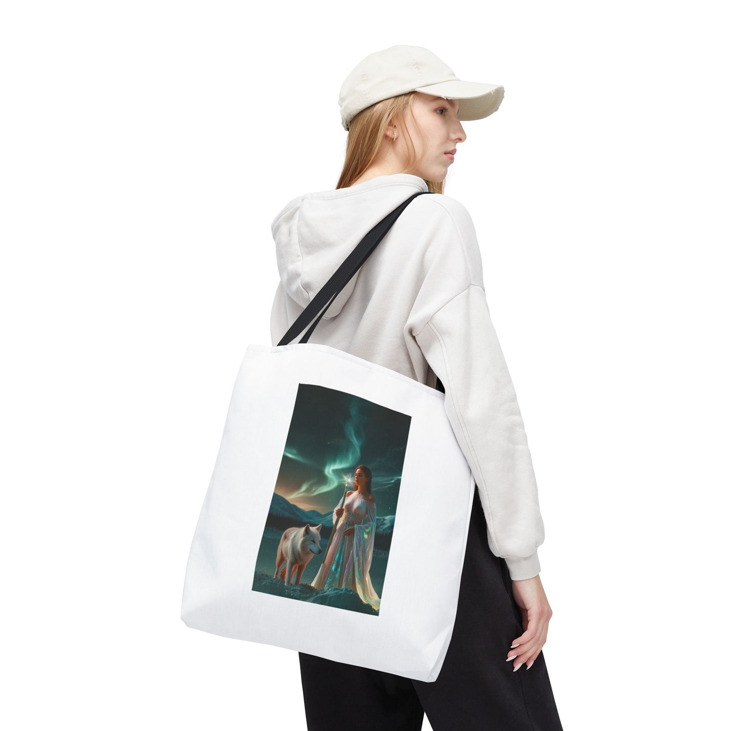 Tragetasche – Mystische Frau mit Wolf Aurora Art Tote