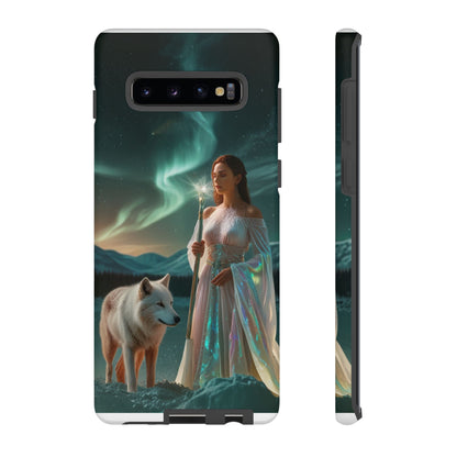 Samsung Aurora Guardian Handyhülle – Mystic Woman &amp; Wolf Magic Galaxy Schutz