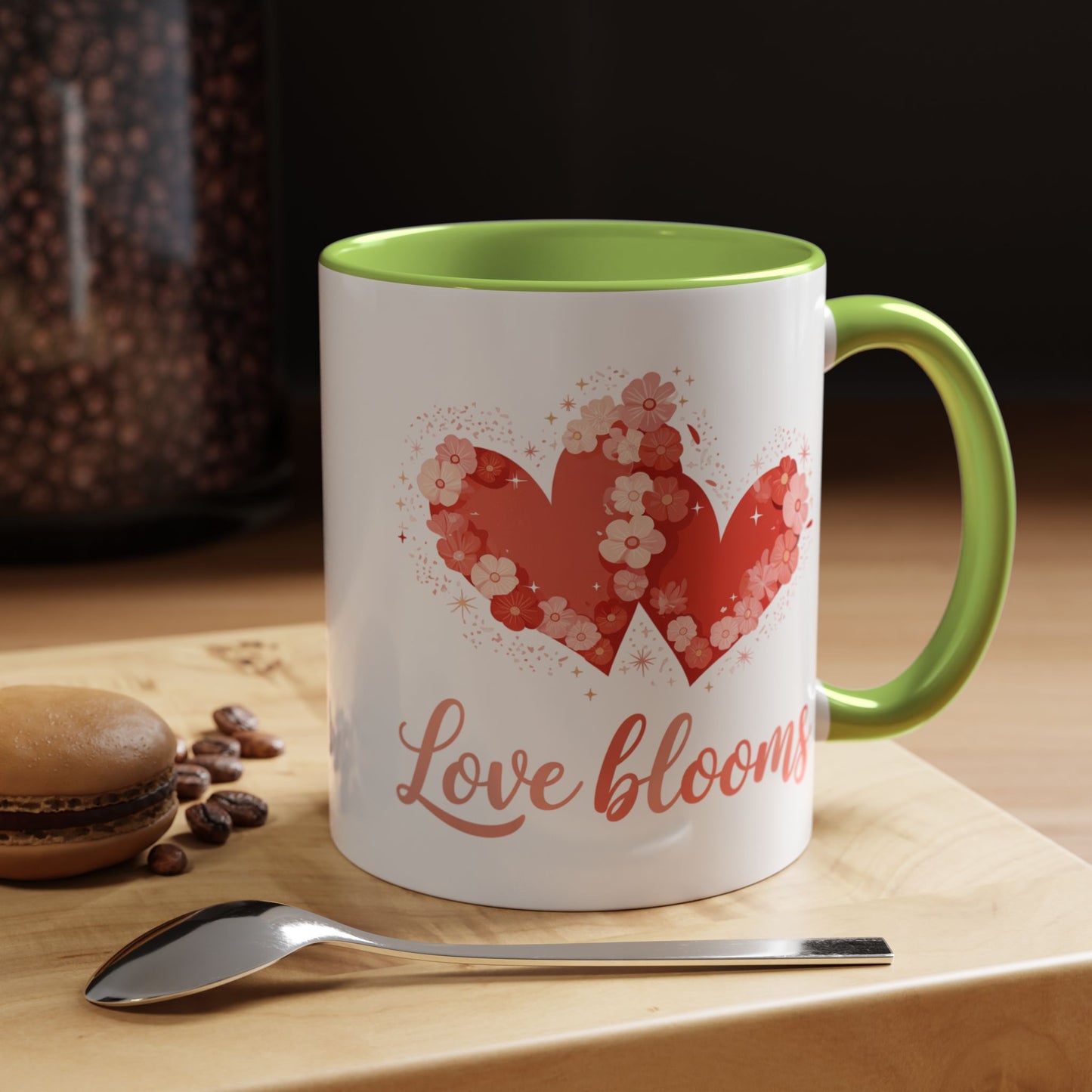 Love Blooms Accent Coffee Mug — Floral Heart 11/15oz