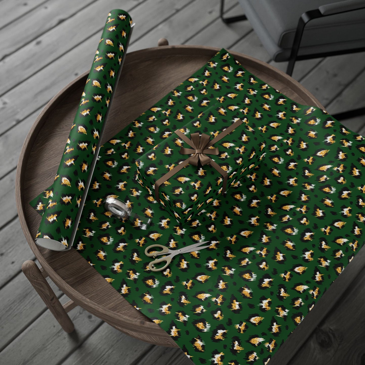 Green Leopard Print Wrapping Paper Roll – Luxe Animal Print Gift Wrap for Birthdays & Holidays