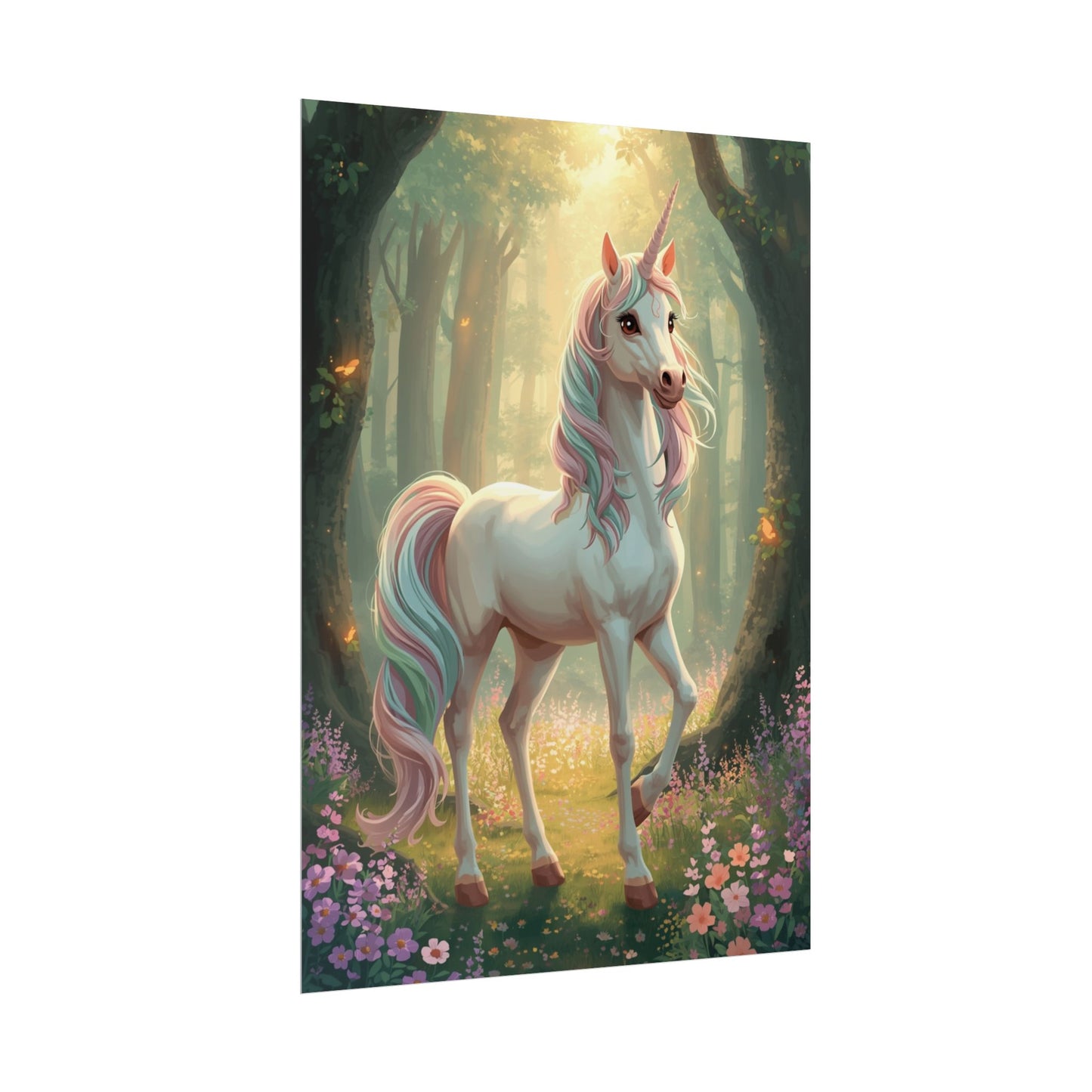 Unicorn Forest Poster — Magical Pastel Unicorn Wall Art