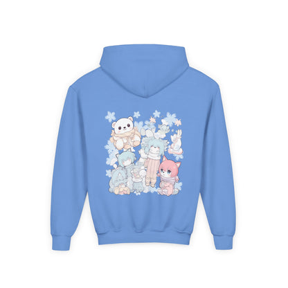 Youth Hoodie — Pastel Kawaii Plush Friends Graphic