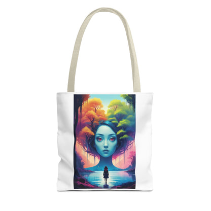 Dreamscape Portrait Tote Bag — Surreal Forest Girl Art