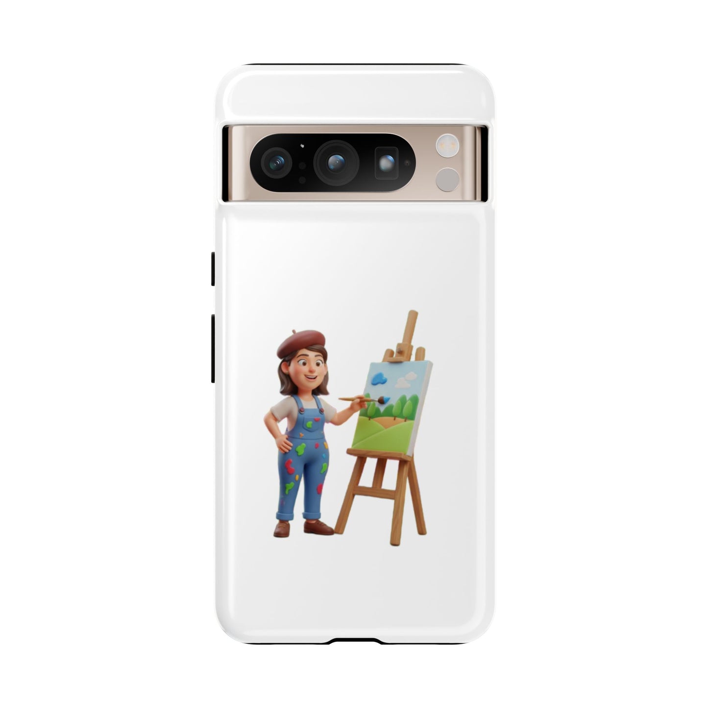 Google Artist Painting Phone Case — Cute Female Painter Illustration Phone Cover