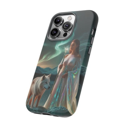 iPhone Mystic Guardian Phone Case — Aurora Wolf Woman Protective Cover