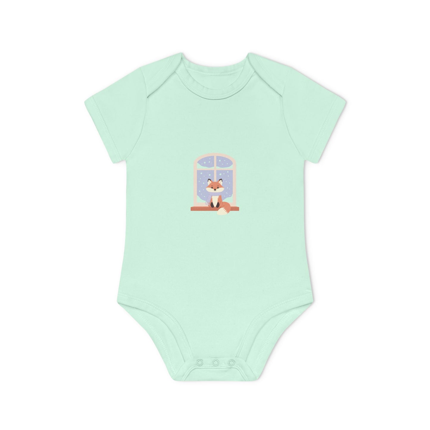 Baby Bodysuit — Cozy Fox by the Window Organic Short Sleeve Baby Onesie