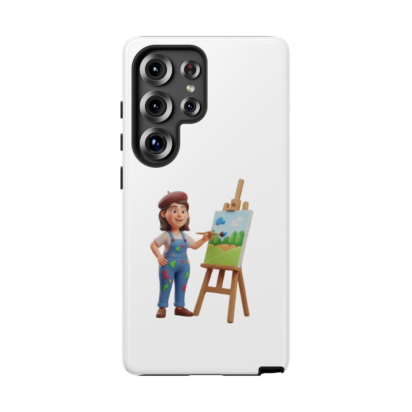 Samsung Handyhülle mit Künstlermotiv – Schutzhülle mit niedlicher Illustration einer Malerin