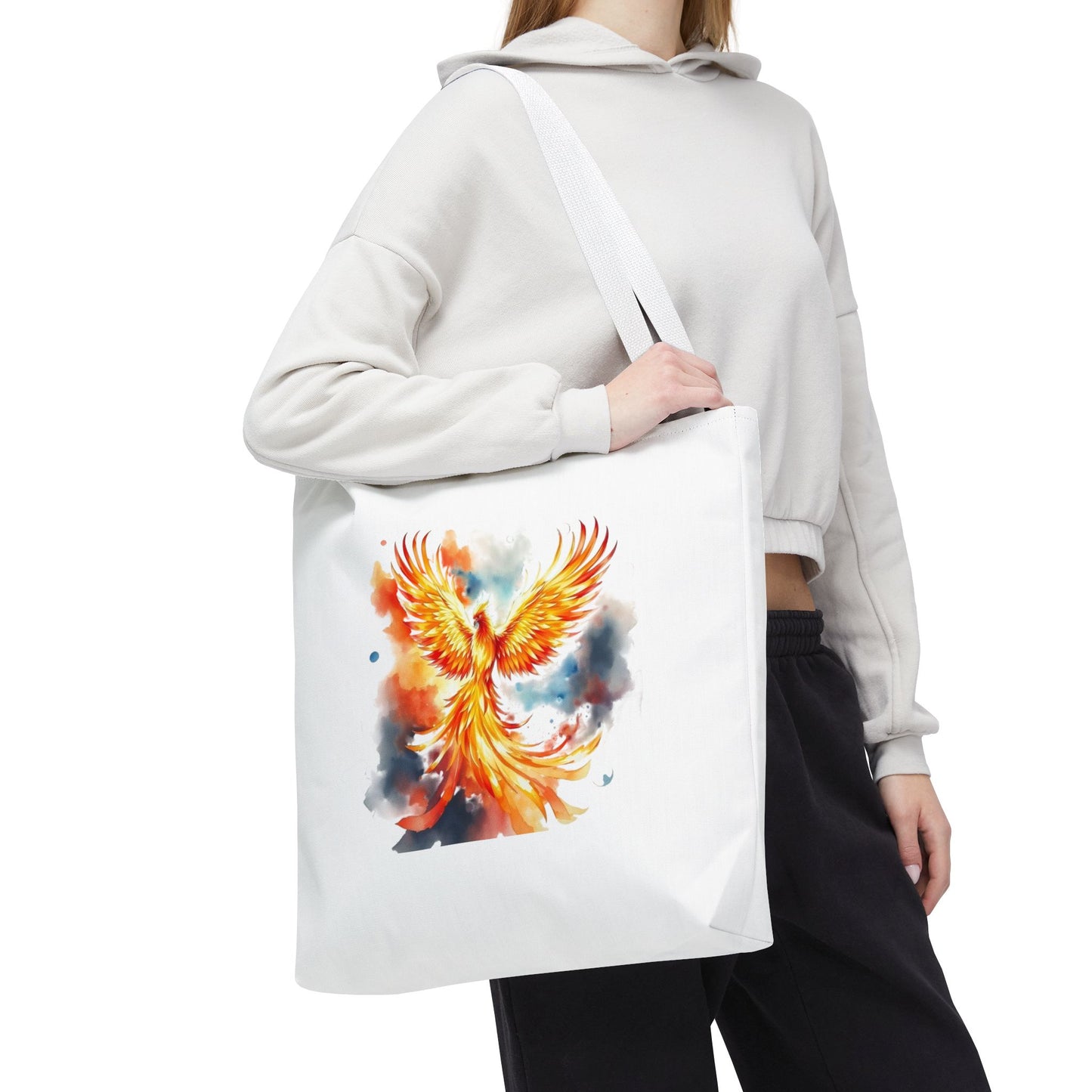 Phoenix Watercolor Tote Bag – Vibrant Rising Bird All-Over Print Tote