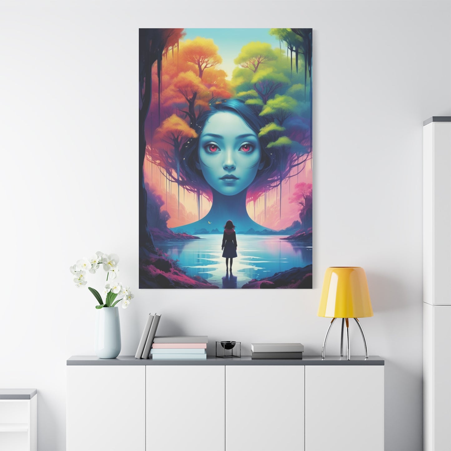 Surreal Blue Muse Canvas Art — Matte Stretched Wall Decor