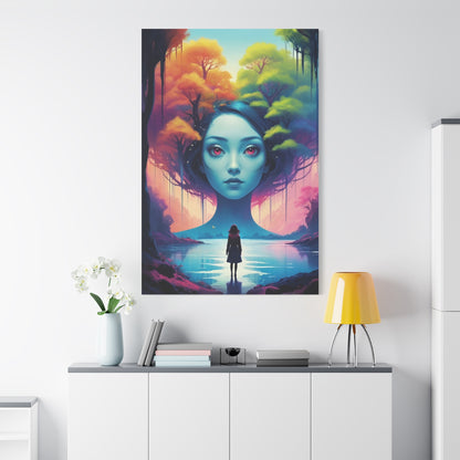 Surreal Blue Muse Canvas Art — Matte Stretched Wall Decor
